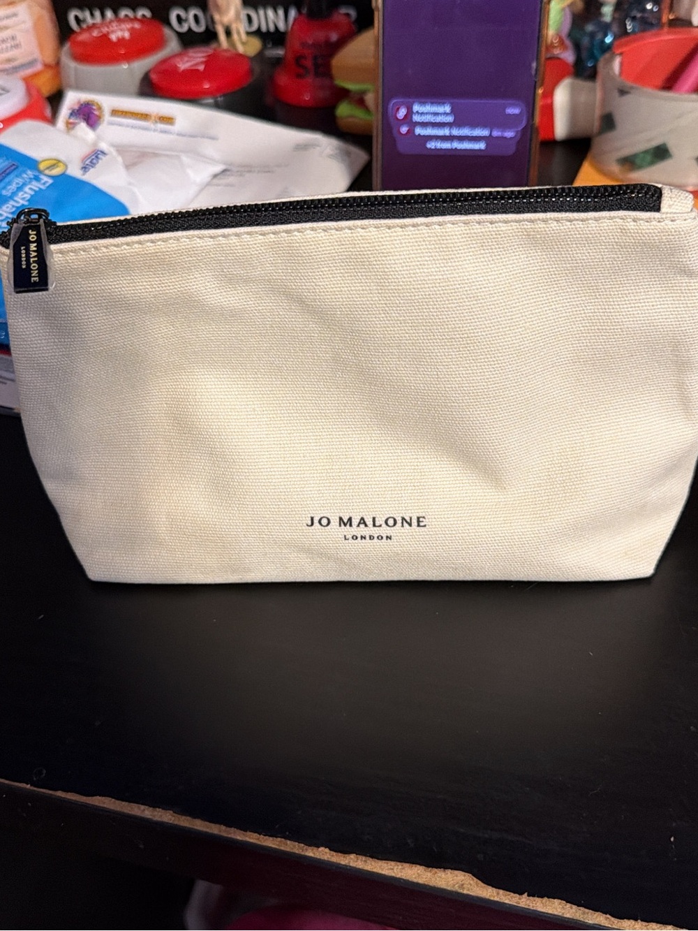 Jo Malone Summer canvas London Black & Gold Zip Pull beautiful bag/clutch